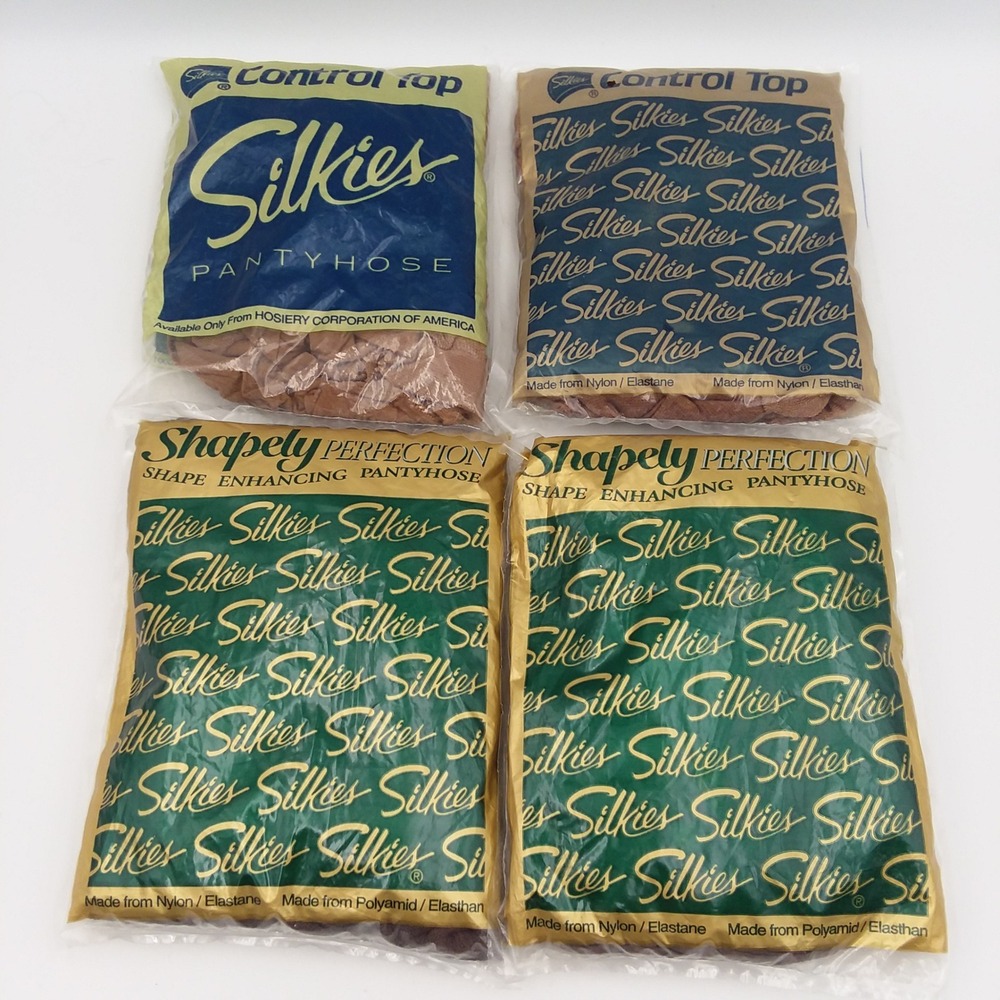 Vintage 4 Silkies Pantyhose‎ Control Top Shape Enhancing Hosiery Tall Taupe USA
